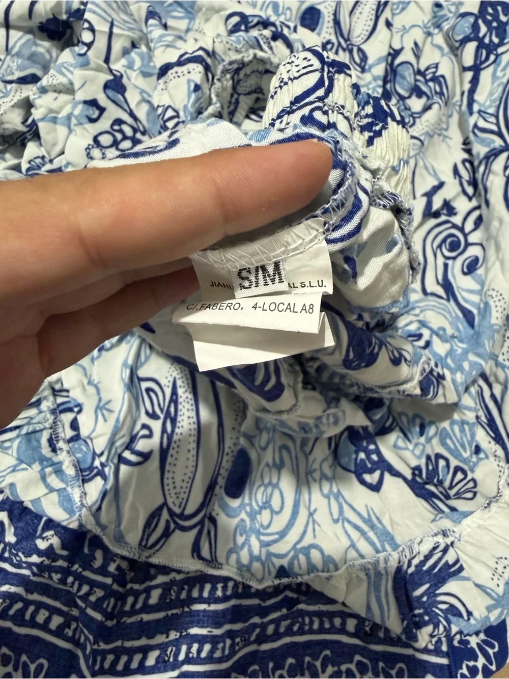 Women's Blue & White Floral Tiered Maxi Skirt